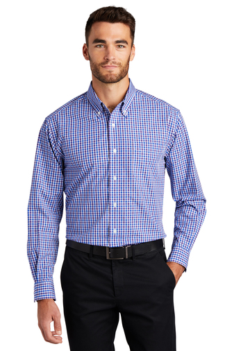 Port Authority® Adult Unisex 3.2-ounce, 60/40 cotton/poly Long Sleeve Gingham Easy Care Dress Shirt